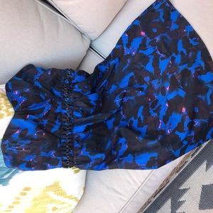 Strapless blue floral dress